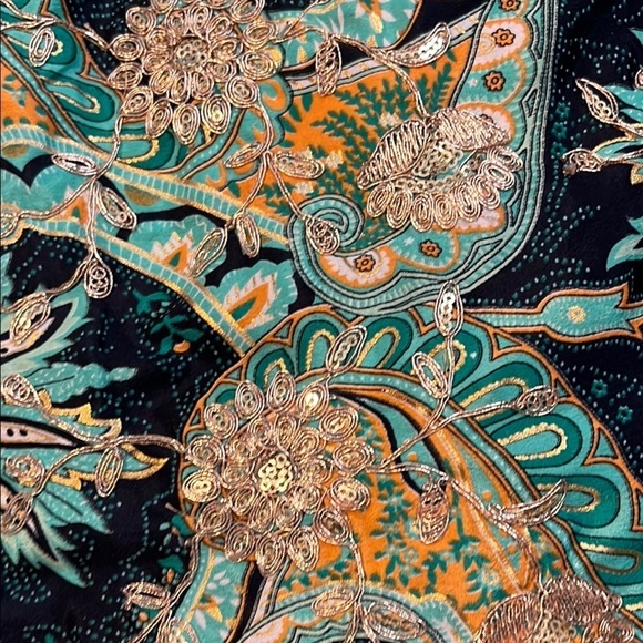 Paisley Print Maxi Skirt Gold Detail Womens Small - Picture 8 of 11